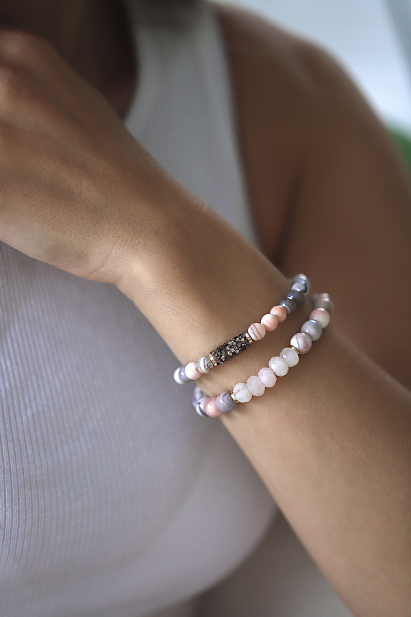 Браслет из Морганита и Агата.