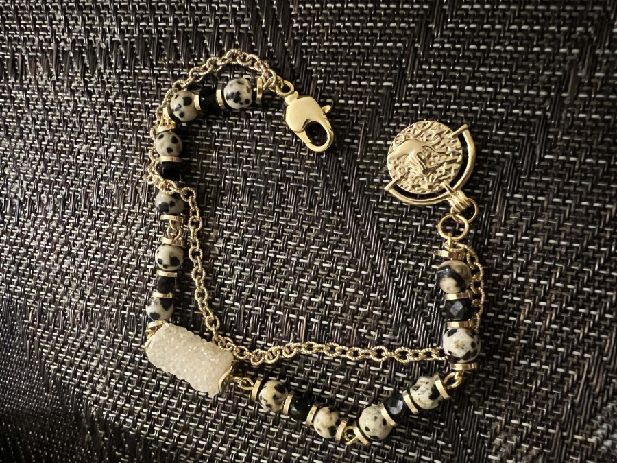 Браслет "Сафари" из Пятнистой Яшмы черной шпинели