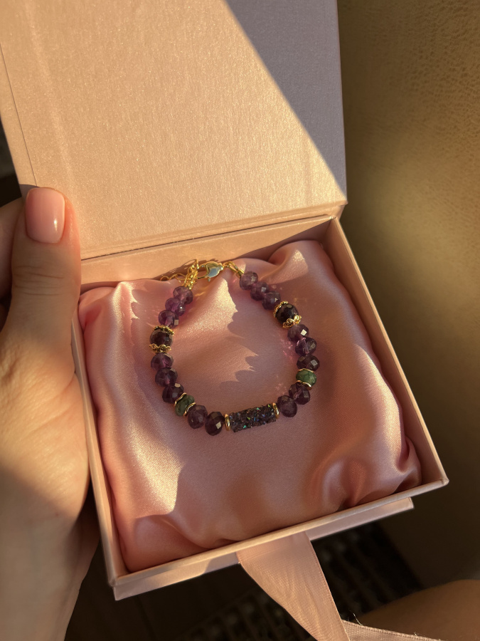 Браслет "Ирис" из Аметиста фиолетовый.