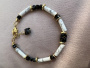 Браслет "Мистика" из Белого Кахолонга и Черной шпинели.